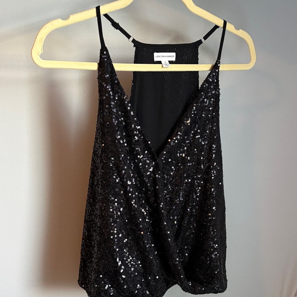 Love on a Hanger Black Sequin Camisole